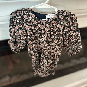 Ivy City Co Black Floral Puff Sleeve Romper